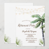 Invitation Aquarelle Palm Chaîne Lumière Parti de retraite (Devant / Derrière)