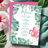 Invitation Aquarelle Palm Feuille Flamant rose rose Tropical 