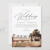 Invitation Aquarelle Palm Springs Mariage Bienvenue Itinérair (Devant)