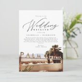 Invitation Aquarelle Palm Springs Mariage Bienvenue Itinérair (Debout devant)