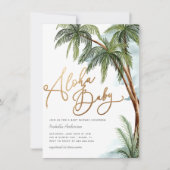 Invitation Aquarelle Palm Trees Baby shower tropical Aloha (Devant)