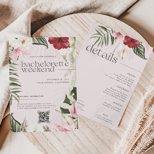 Invitation Aquarelle Palmes florales | Fin de semaine de bach