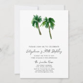 Invitation Aquarelle Palmiers tropicaux Anniversaire (Devant)