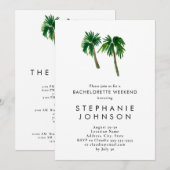 Invitation Aquarelle Palmiers tropicaux Bachelorette (Devant / Derrière)