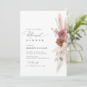 Invitation aquarelle pampas duvet rose mariage  (Debout devant)