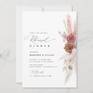 Invitation aquarelle pampas duvet rose mariage