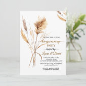 Invitation Aquarelle Pampas Fête de chauffage domestique en l (Debout devant)