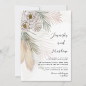 Invitation Aquarelle Pampas Grass & Blanc Floral Mariage (Devant)