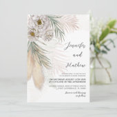 Invitation Aquarelle Pampas Grass & Blanc Floral Mariage (Debout devant)