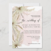 Invitation Aquarelle Pampas Grass Palm Vert avec Dusty rose (Devant)