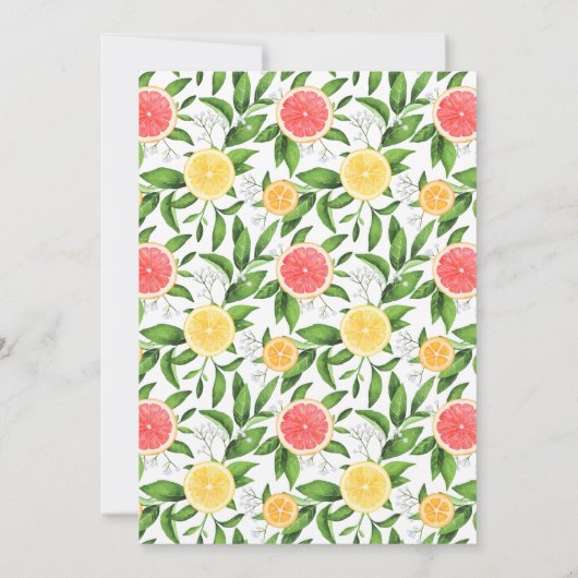 Invitation Aquarelle Pamplemousse et Oranges Doux 16 Partie (Dos)