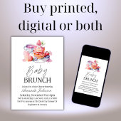 Invitation Aquarelle Pancake avec baies Bébé Brunch Douche