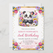 Invitation Aquarelle Panda de Pâques Fleurs de printemps Anni (Devant)