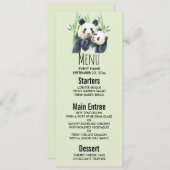 Invitation Aquarelle Panda Ours Maman & Bébé en Bambou (Devant / Derrière)