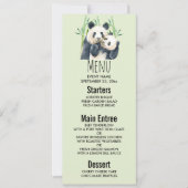 Invitation Aquarelle Panda Ours Maman & Bébé en Bambou (Devant)