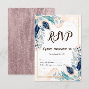 Invitation Aquarelle Paon Floral RSVP