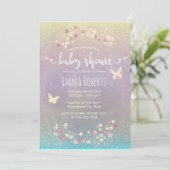 Invitation Aquarelle Papillon Baby shower floral de printemps (Debout devant)