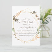 Invitation Aquarelle Papillon Boho Baby shower Floral (Debout devant)