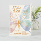 Invitation Aquarelle Papillon Élégant Baby shower de Parties  (Debout devant)