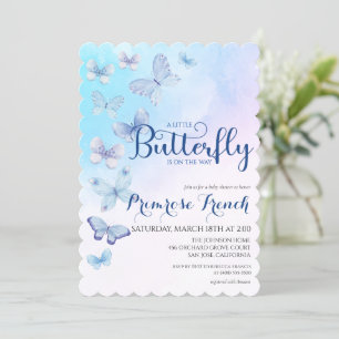 Invitation Aquarelle Papillon Élégant Baby shower de script d