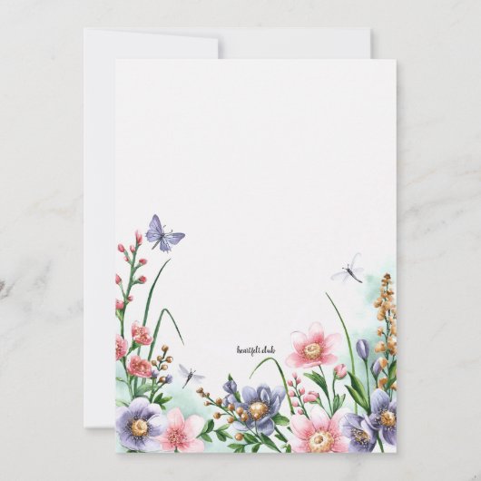 Invitation Aquarelle papillon Graduation (Dos)