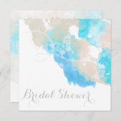 Invitation Aquarelle Papillon Ocean Shore Fête des mariées (Devant / Derrière)