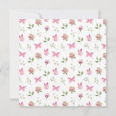 Invitation Aquarelle Papillon rose Baby shower floral (Dos)