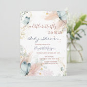 Invitation Aquarelle Papillons Bleus Pampas Grass (Debout devant)