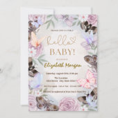 Invitation Aquarelle Papillons Fleurs Points Baby shower (Devant)