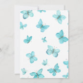 Invitation Aquarelle Papillons Turquoises mignons 1er anniver (Dos)