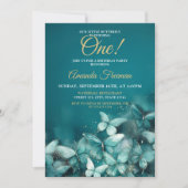 Invitation Aquarelle Papillons Turquoises Parties scintillant (Devant)