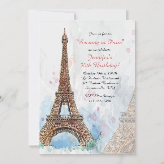 Invitation Aquarelle Paris (Devant)