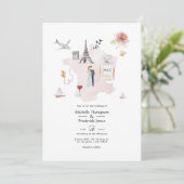 Invitation Aquarelle Paris Destination Mariage Monogramme (Debout devant)