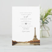 Invitation Aquarelle Paris France Tour Eiffel Ville Mariage (Debout devant)