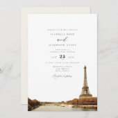 Invitation Aquarelle Paris France Tour Eiffel Ville Mariage (Devant / Derrière)