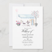 Invitation Aquarelle Paris photo Mariage (Devant)