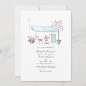 Invitation Aquarelle Paris QR Code RSVP Mariage (Devant)
