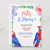 Invitation Aquarelle Parrot coloré Anniversaire (Devant)