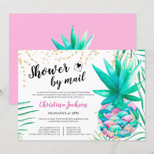 Invitation Aquarelle parties scintillant d'ananas or douche p