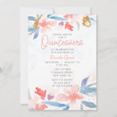 Invitation Aquarelle Parties scintillant florale Papillon Qui (Devant)