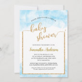 Invitation Aquarelle Parties scintillant or Virtual Baby Boy  (Devant)
