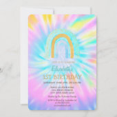 Invitation Aquarelle Parties scintillant Rainbow Tie Dye Anni (Devant)