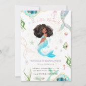 Invitation Aquarelle Parties scintillant Sirène Anniversaire (Devant)
