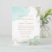Invitation Aquarelle Pastel Blue Budget Photo Mariage (Debout devant)