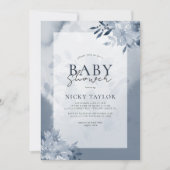 Invitation Aquarelle Pastel Blue Floral Baby shower (Devant)