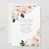 Invitation Aquarelle Pastel Blush Rose Floral Printemps Maria (Devant)