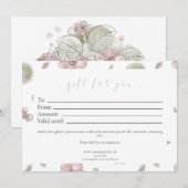 Invitation Aquarelle, Pastel, Bon cadeau Floral, (Devant / Derrière)