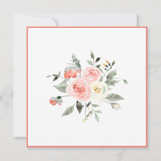 Invitation Aquarelle Pastel Coral Roses Enregistrer la date (Dos)