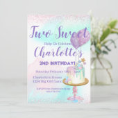 Invitation Aquarelle Pastel Deux Douces Filles 2e Anniversair (Debout devant)