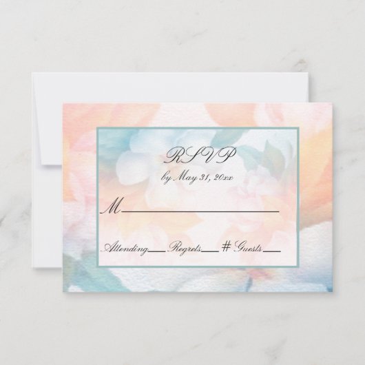 Invitation Aquarelle Pastel Fleurs RSVP (Devant)